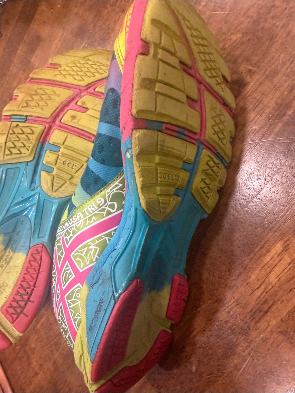 Asics Women's Multicolor Running Shoes - Teal, Neon Yellow & Pink - Picture 7 of 7